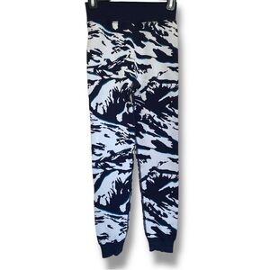 Sweaty Betty Peaks Ski Base Layer Leggings Blue Peaks Jacquard Seamless Athletic